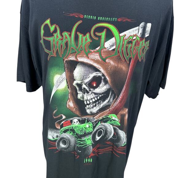 Vintage Grave Digger Monster Truck T-Shirt Men’s 2XL XXL Black 1996 Skull Reeper - Picture 2 of 8